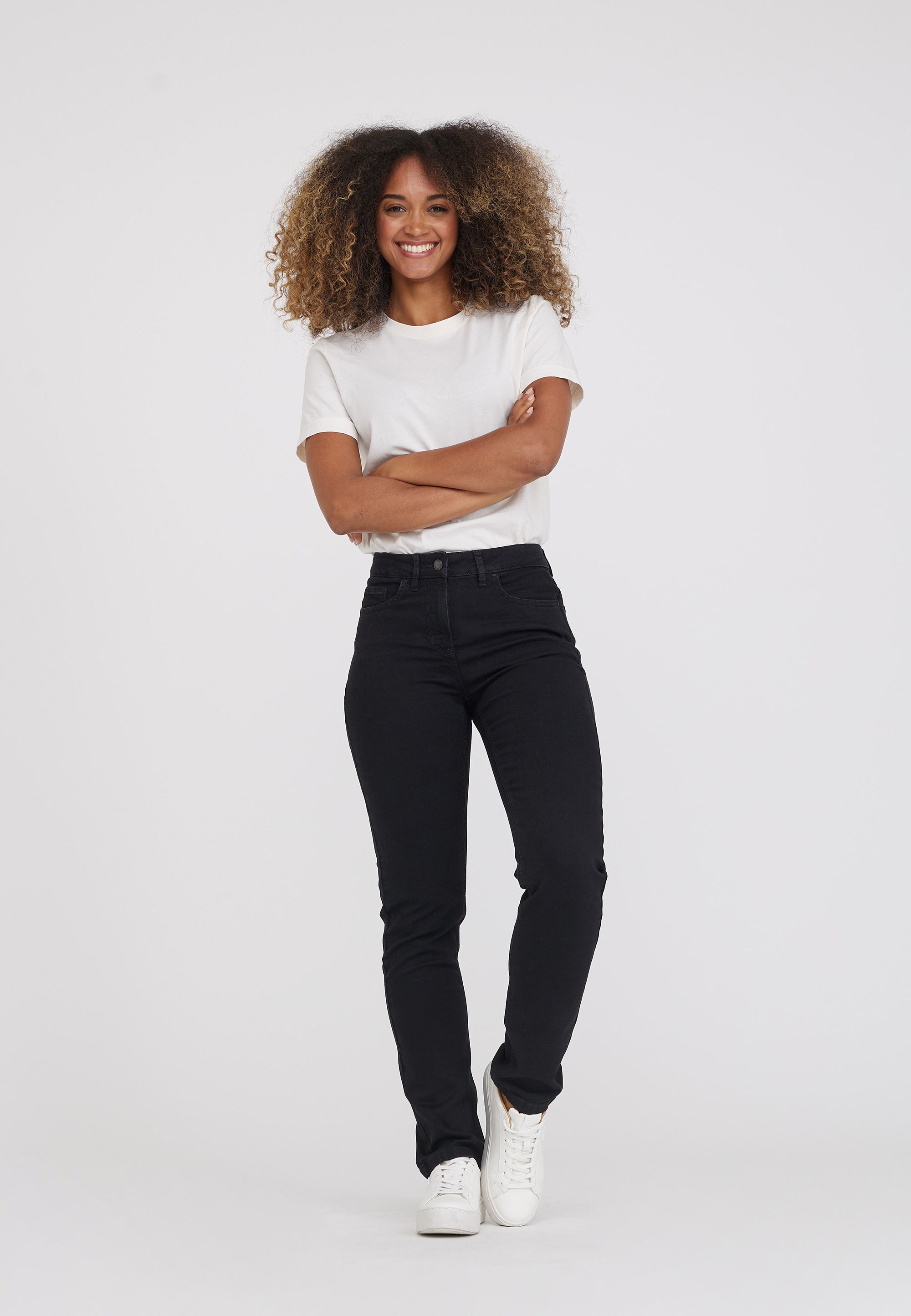 LAURIE Charlotte Regular - Medium Length - Ecolabel Regular Gewaschener schwarzer denim