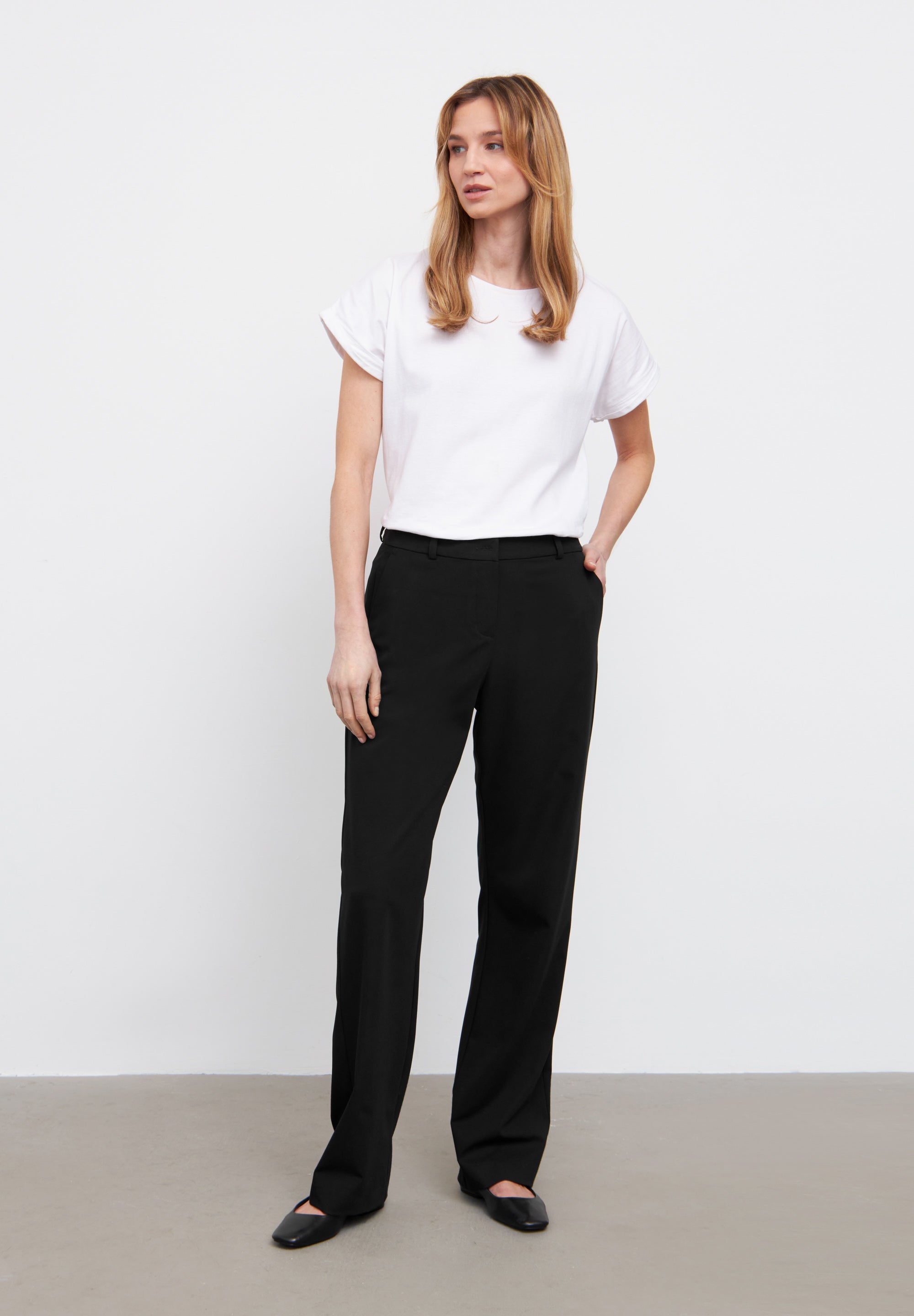 LAURIE Jo Straight Long Length Trousers STRAIGHT Schwarz