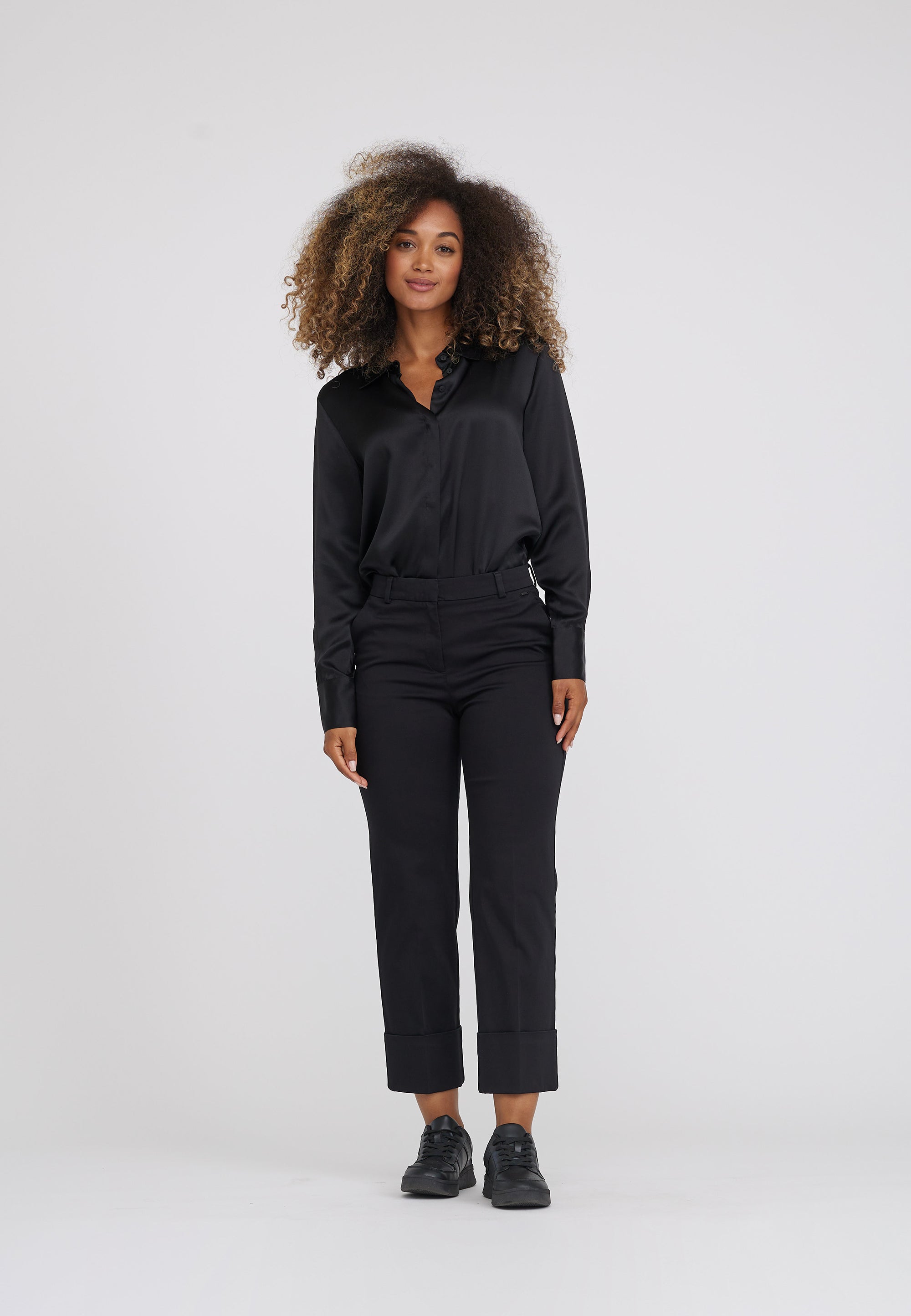 LAURIE Judy Turn-Up Straight - Cropped Straight Schwarz