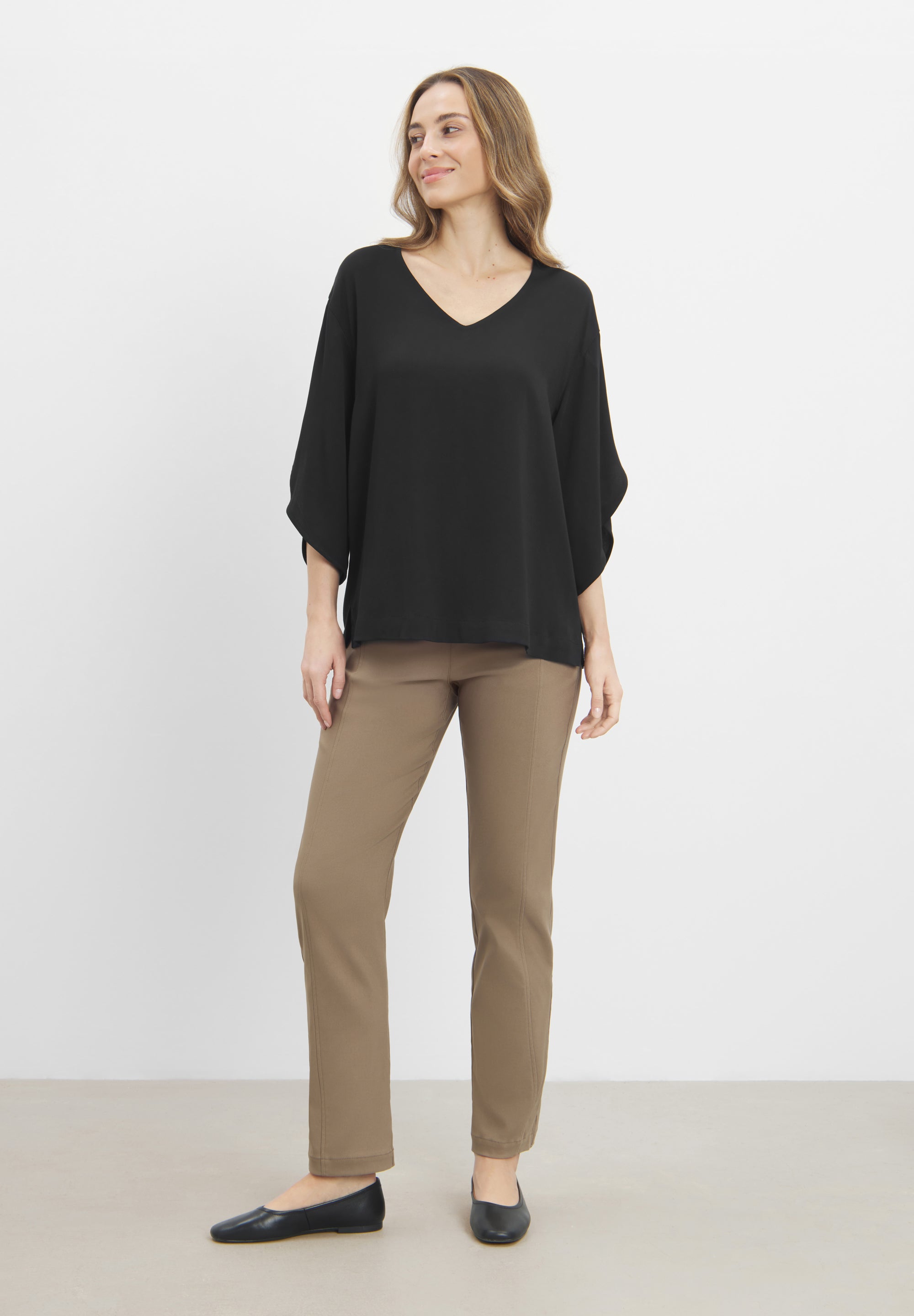 LAURIE Nadine Blouse 3/4 sleeves Relaxed Schwarz