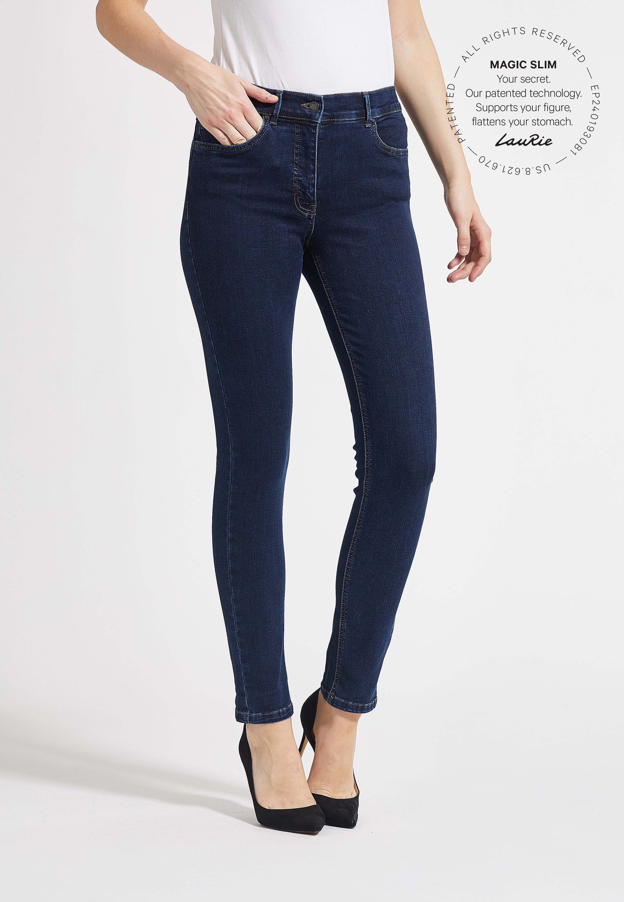 LAURIE Agatha Slim - Medium Length Slim Dunkelblauer denim