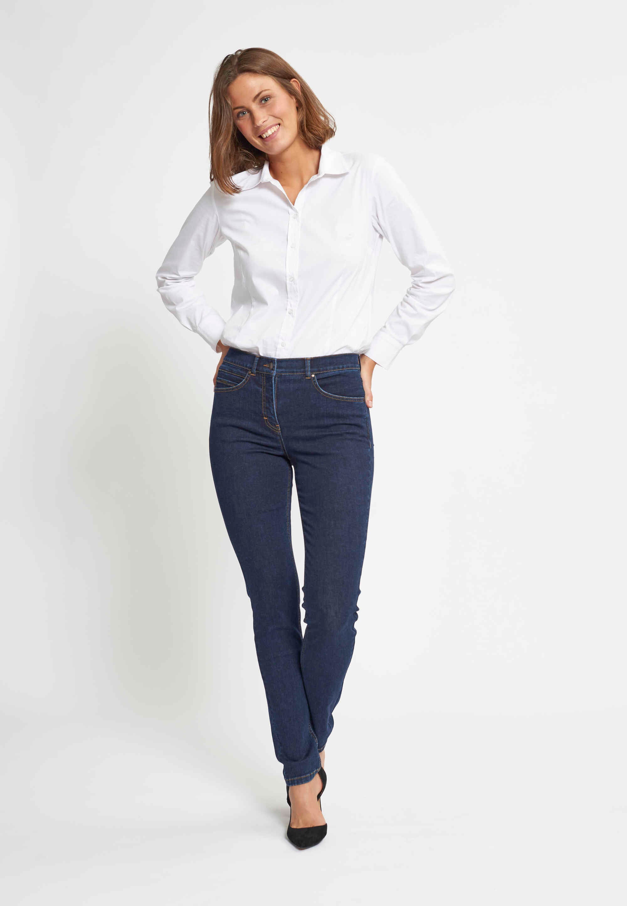 LAURIE Agatha Slim - Medium Length Slim Dunkelblauer denim