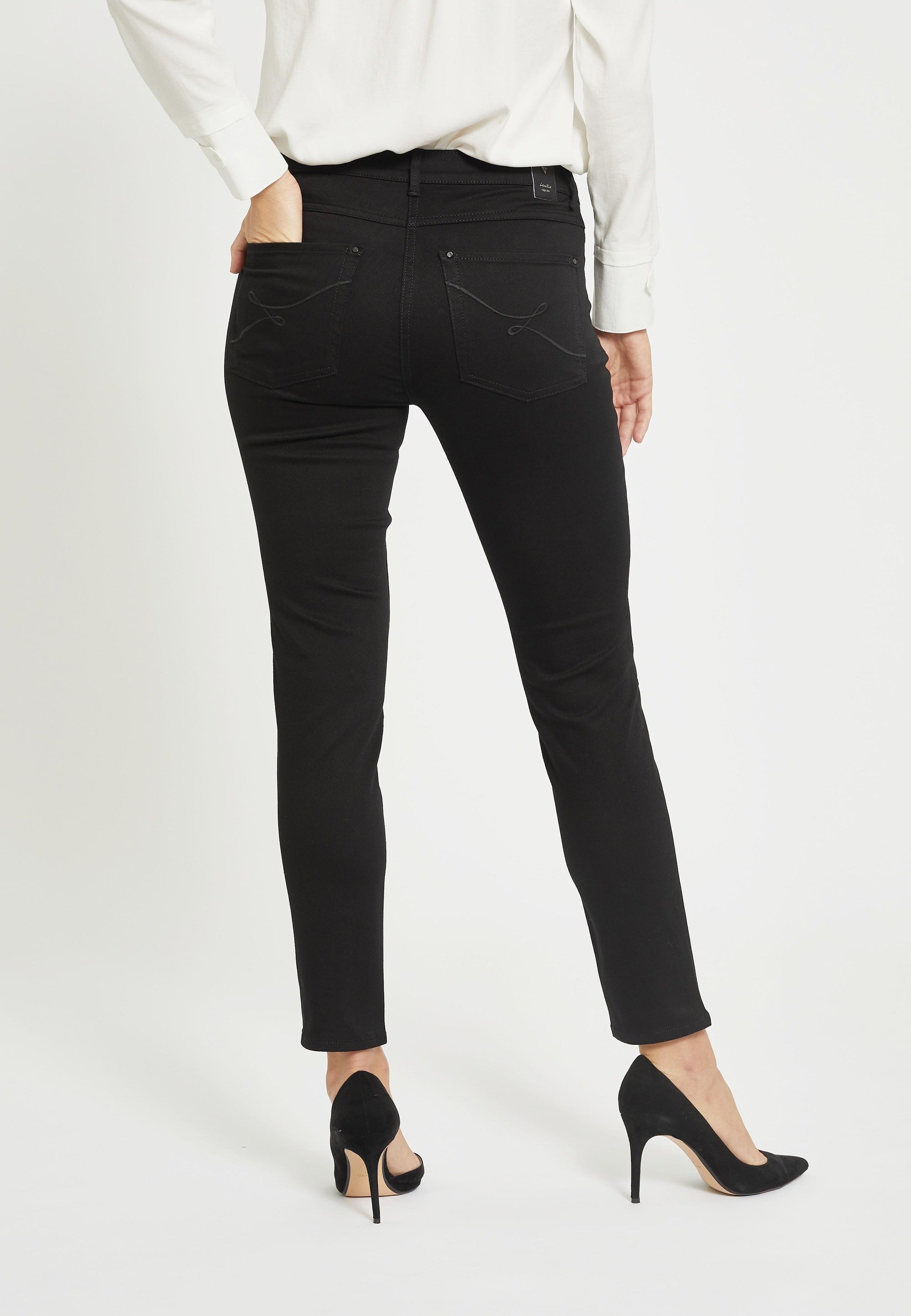 LAURIE Agatha Slim - Short Length Slim Schwarzer denim gewaschen