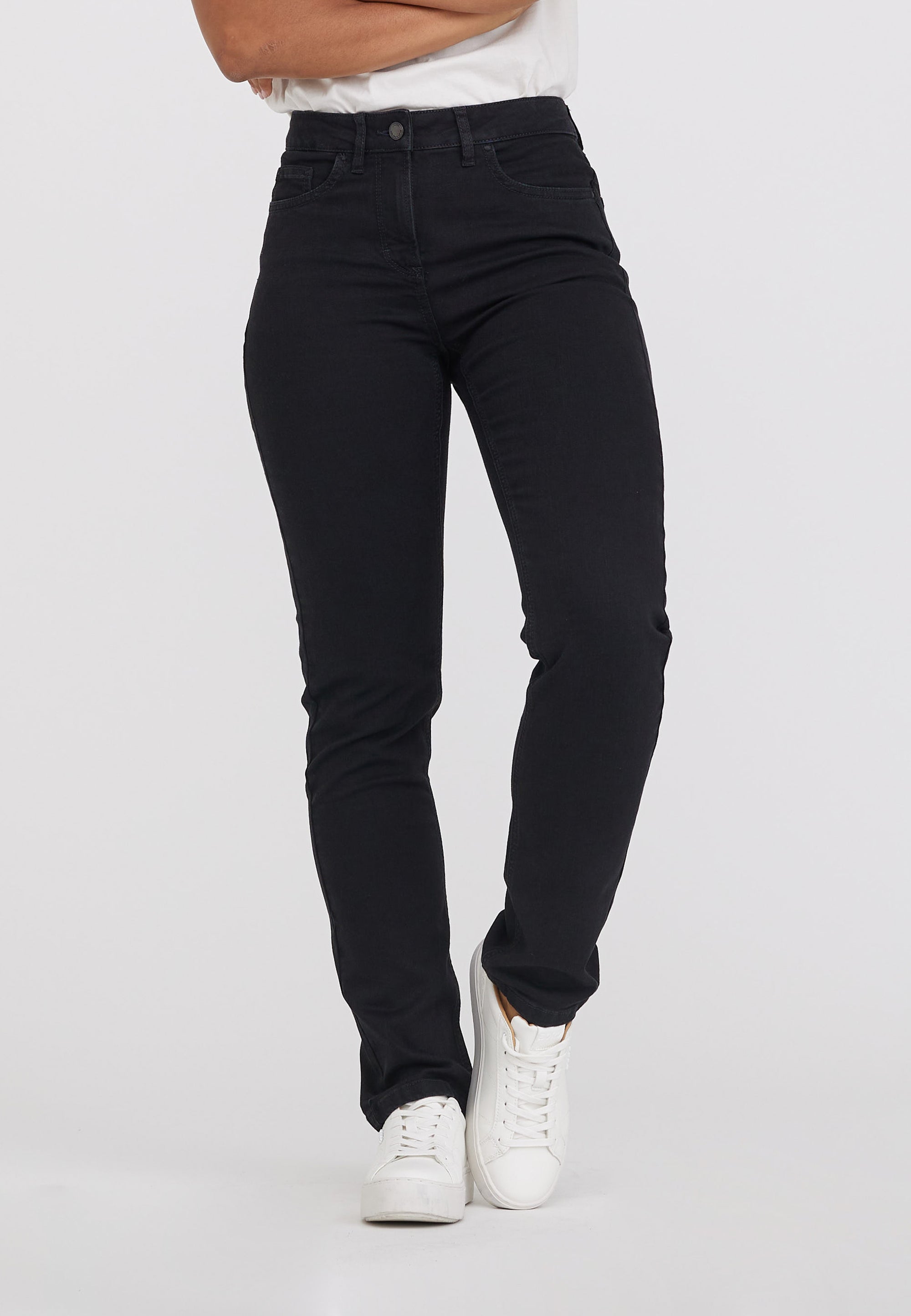 LAURIE Charlotte Regular - Medium Length - Ecolabel Trousers REGULAR Gewaschener schwarzer denim