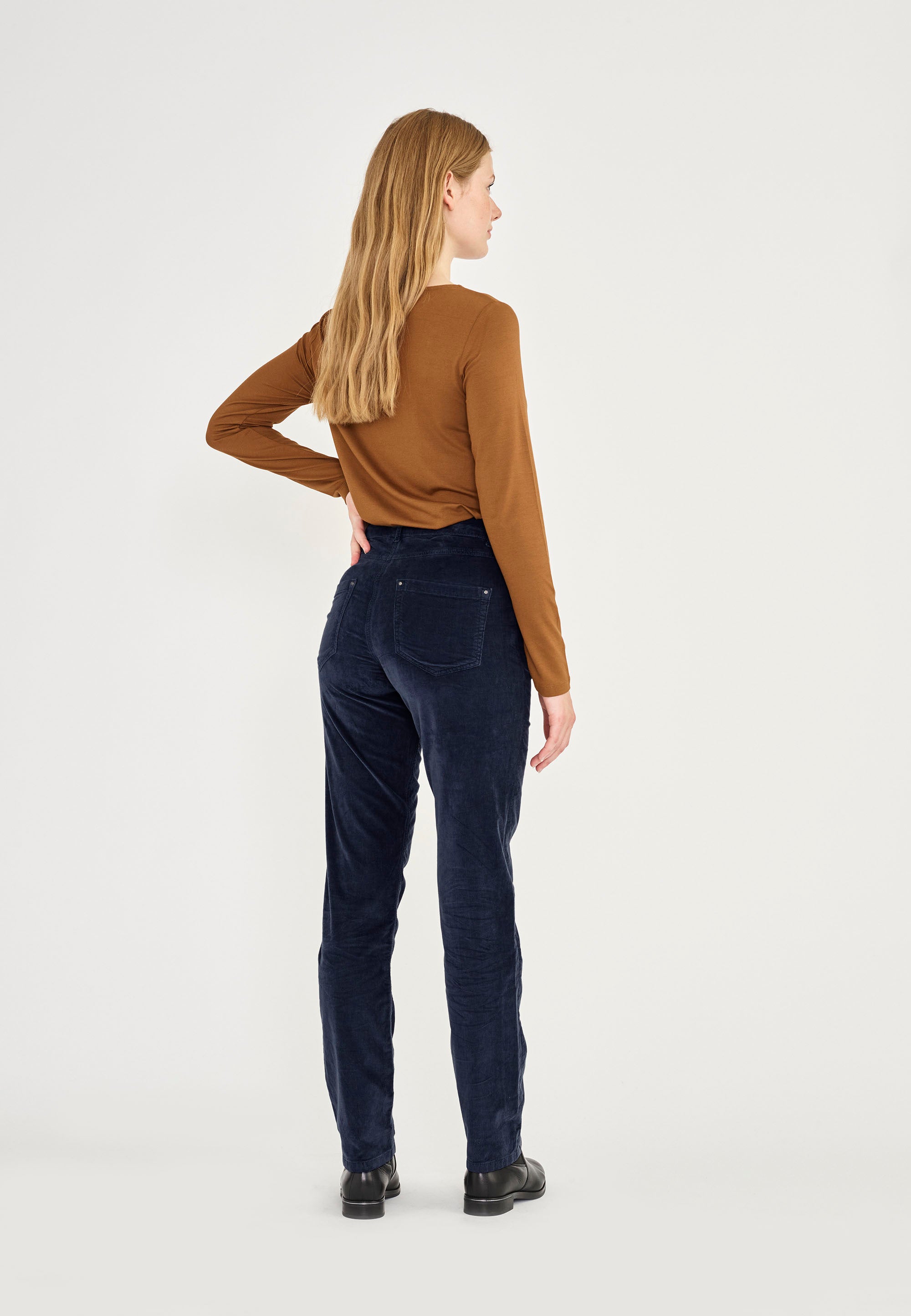 LAURIE Charlotte Regular Corduroy - Medium Length Regular Marine