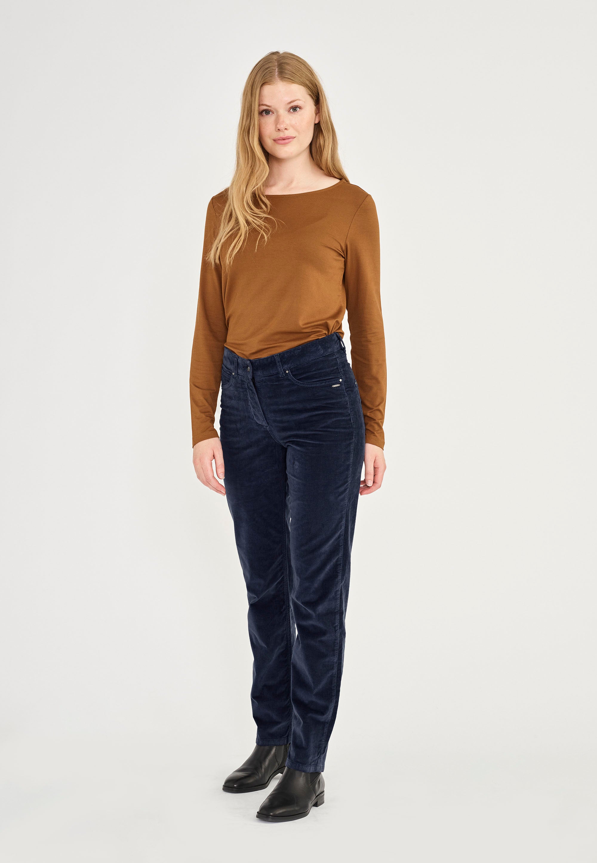 LAURIE Charlotte Regular Corduroy - Medium Length Regular Marine