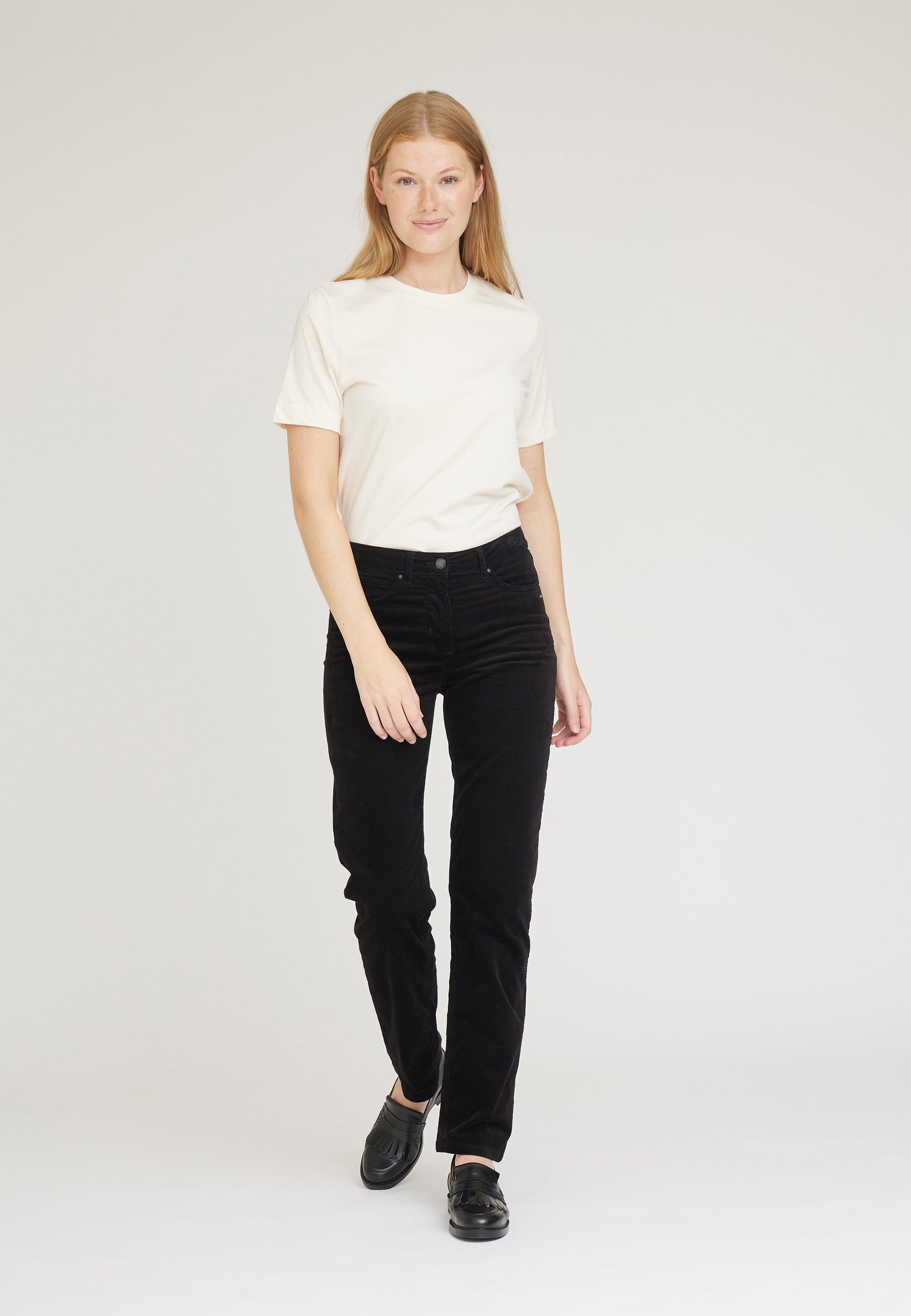 LAURIE Charlotte Regular Corduroy - Medium Length Regular Schwarz