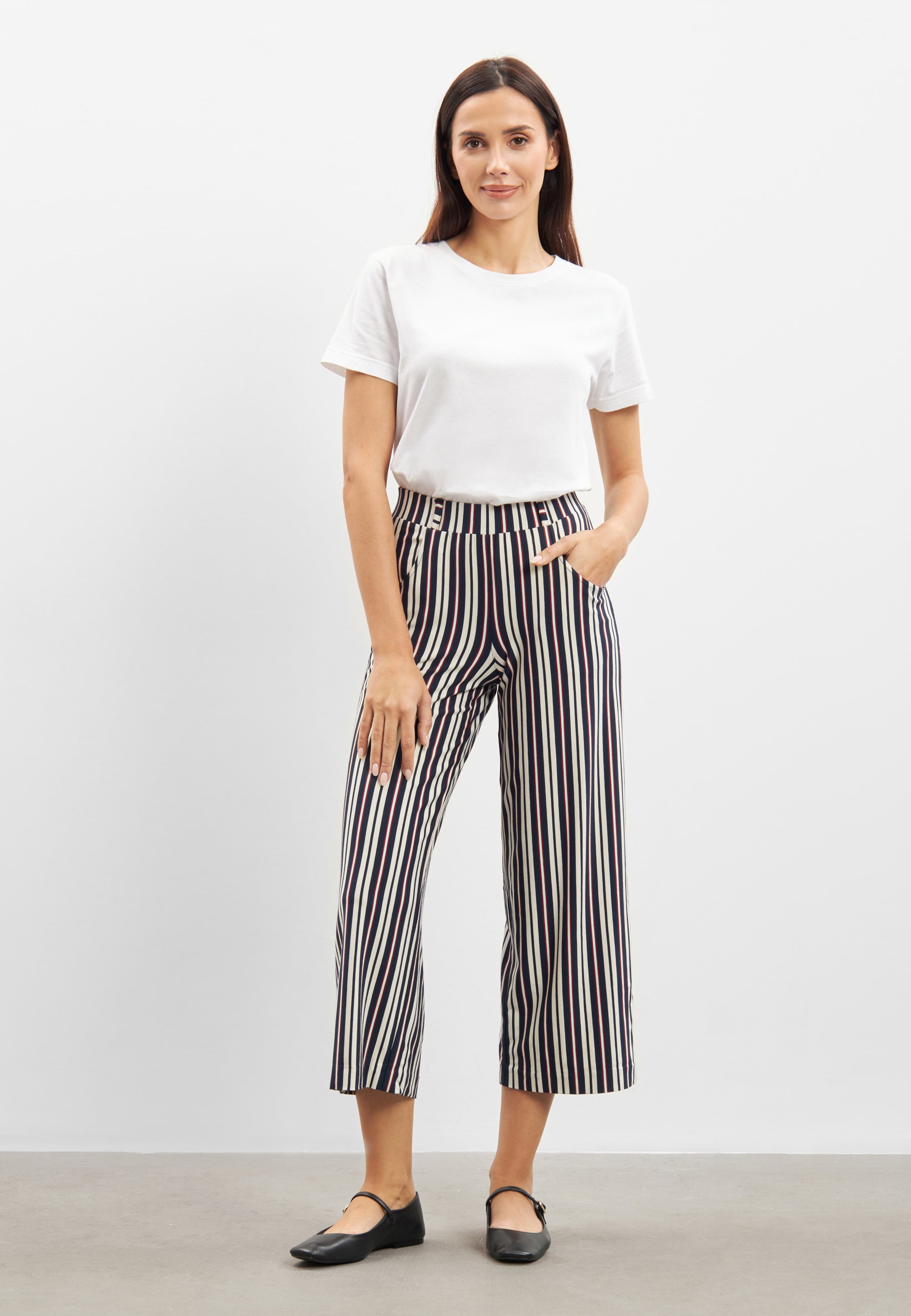 LAURIE Donna Loose Jersey Crop Loose 49139 Nautical Stripe