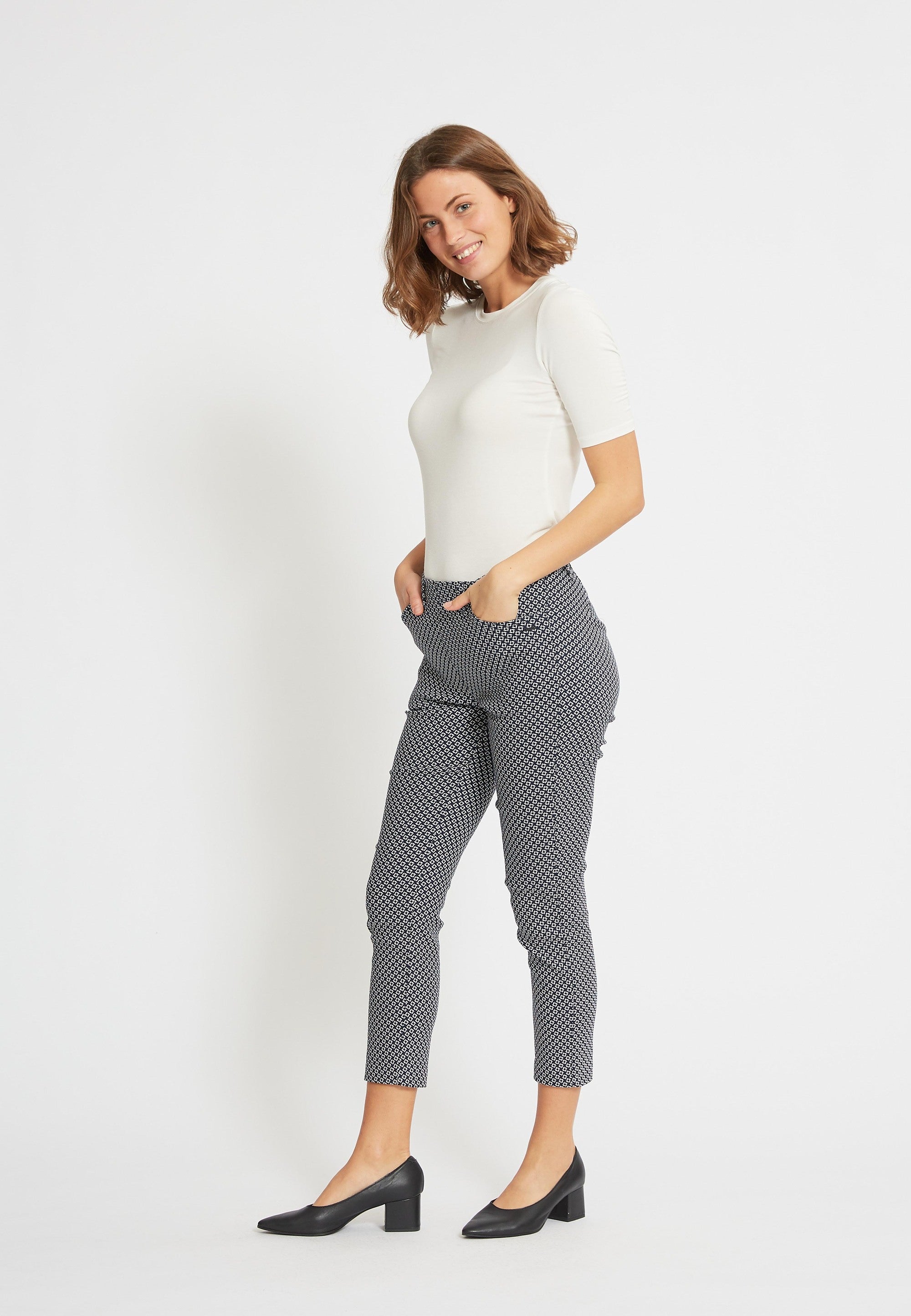 LAURIE  Grace Slim Hose Cropped Slim Marine / weiss