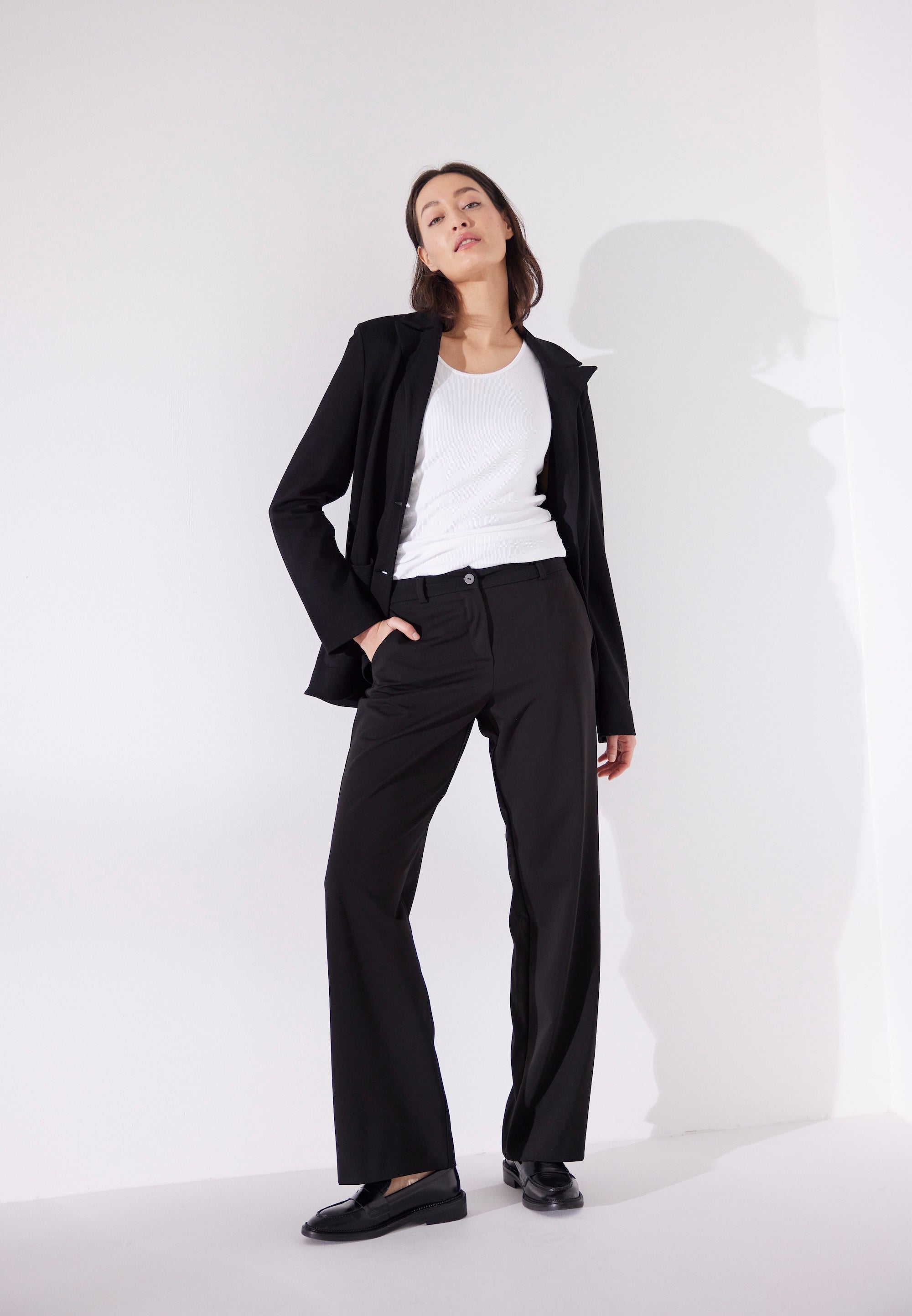 LAURIE  Jo Straight Long Length Trousers STRAIGHT Schwarz